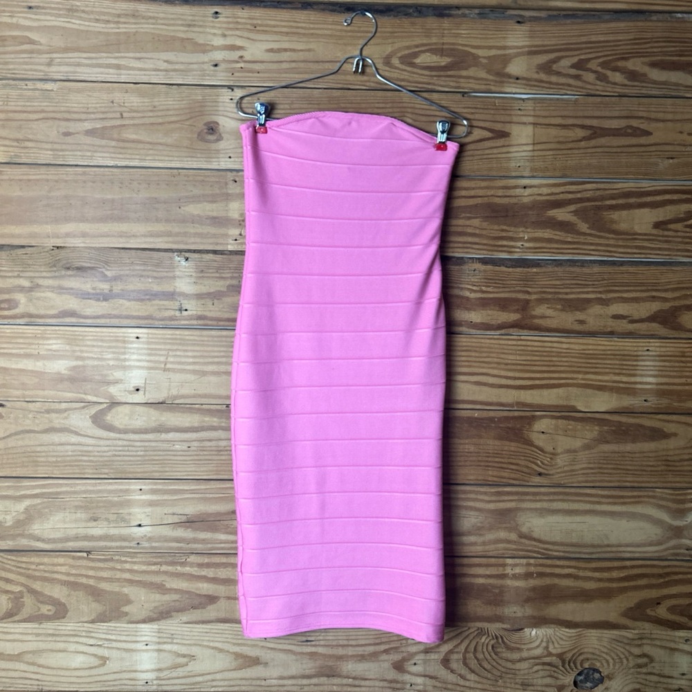 Nordstrom Strapless Pink Bandage Midi Dress